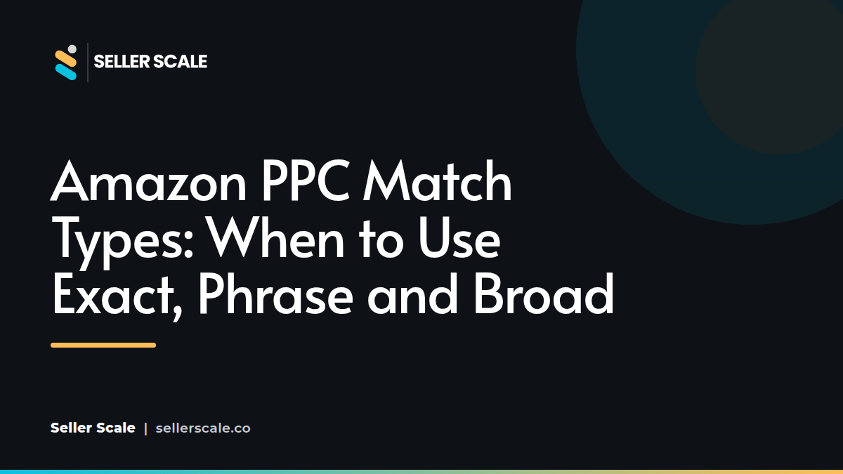 A comparison chart of Amazon PPC Match Types showcasing Exact, Phrase, and Broad match