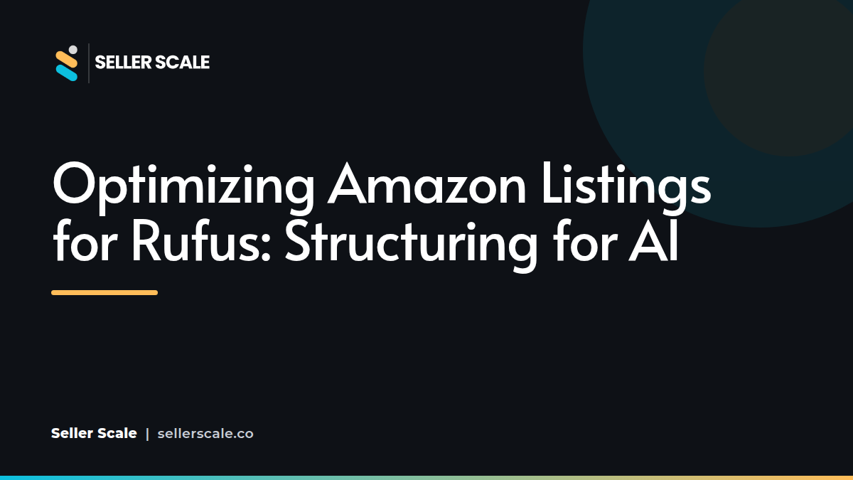 A clean schematic showing how Amazon's Rufus AI agent parses listing data, reviews, and QA sections to generate buyer recommendations.